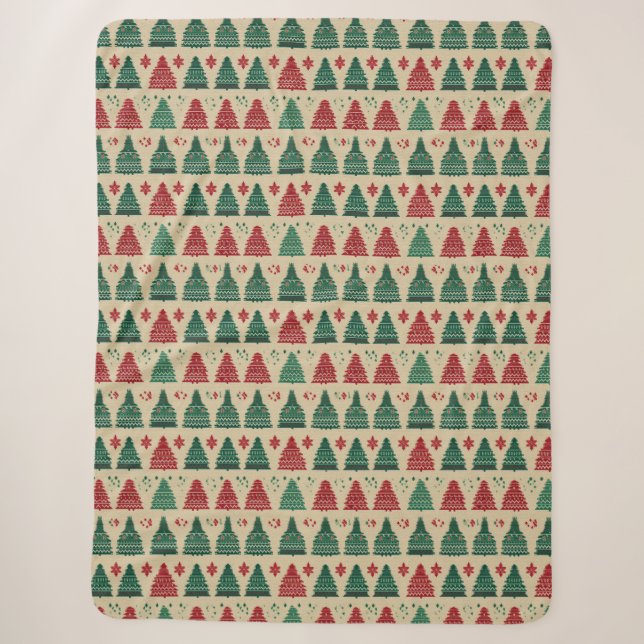 Christmas Tree Sweater Knit Traditional Pattern 1 Sherpa Blanket (Front)