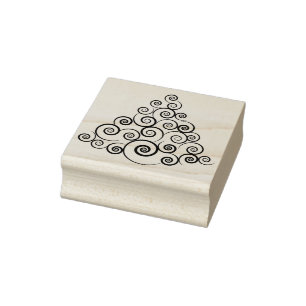 christmas tree swirls art stamp