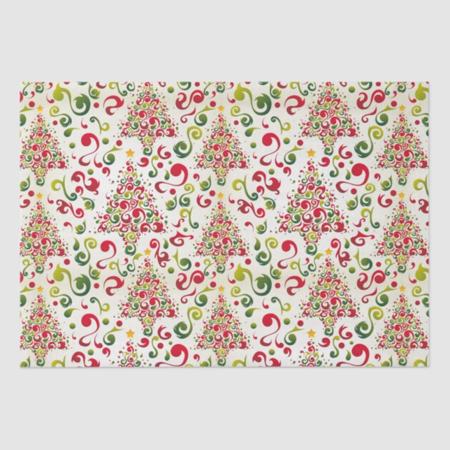 Christmas Tree Swirls Tissue Paper (Front)