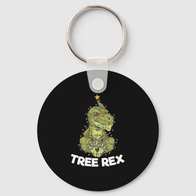 Christmas Tree T-Rex Xmas Lights Pun Gift   Key Ring (Front)
