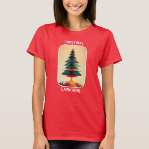 Christmas Tree Taking Off Xmas Artistic Design T-Shirt
