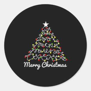 Christmas Tree Tangled Lights, Men, Women, Family Classic Round Sticker