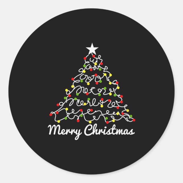 Christmas Tree Tangled Lights, Men, Women, Family  Classic Round Sticker (Front)