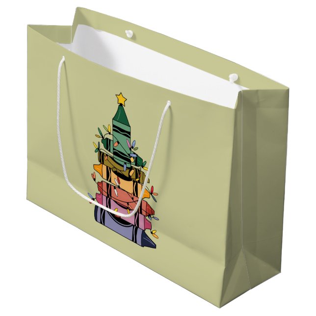 Christmas Tree Teacher Life Gift Teaching Large Gift Bag (Front Angled)