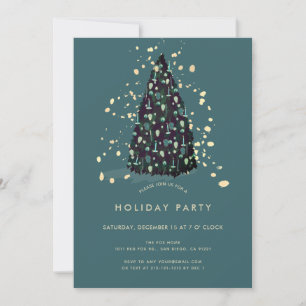 Christmas Tree Teal Holiday Party Invitation