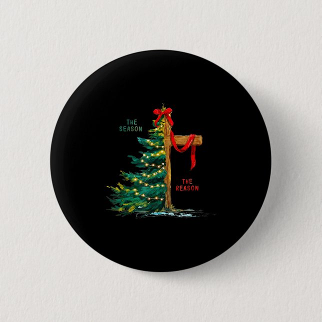 Christmas Tree The Season Jesus Cross Faith Holida 6 Cm Round Badge (Front)