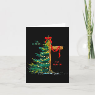 Christmas Tree The Season Jesus Cross Faith Holida Card