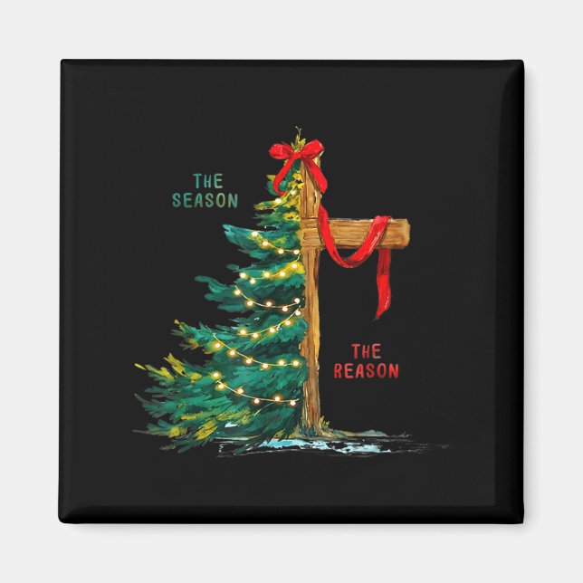 Christmas Tree The Season Jesus Cross Faith Holida Magnet (Front)