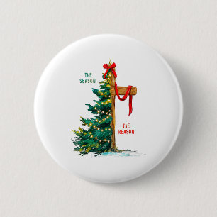 Christmas Tree The Season Jesus Cross The Reason  6 Cm Round Badge