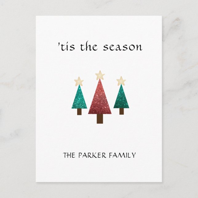 Christmas Tree 'tis the season Christmas  Postcard (Front)
