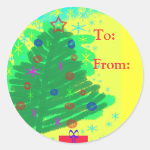 Christmas Tree ~To and From Classic Round Sticker