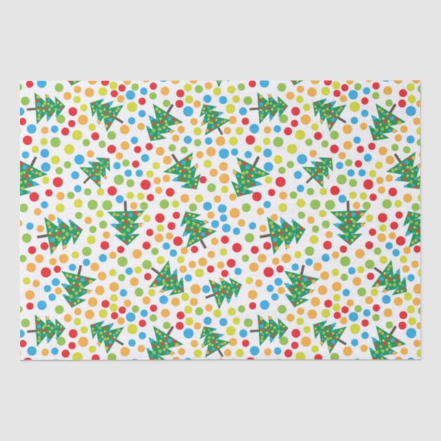Christmas Tree Toss Colourful Dots Gift Bag Tissue Paper (Front)