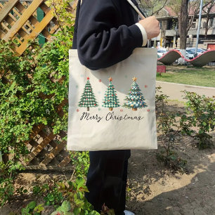 Christmas tree tote bag, Merry christmas tote bag