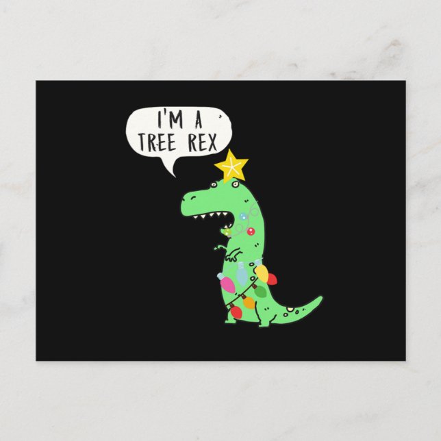 Christmas Tree TRex New Year Dino Santa Claus Gift Postcard (Front)