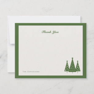Christmas Tree Trio Flat Thank You Note Card