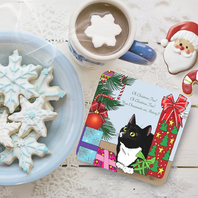 Christmas Tree Tuxedo Cat Coaster (Creator Uploaded)