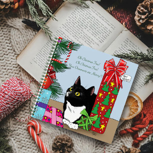 Christmas Tree Tuxedo Cat Notebook