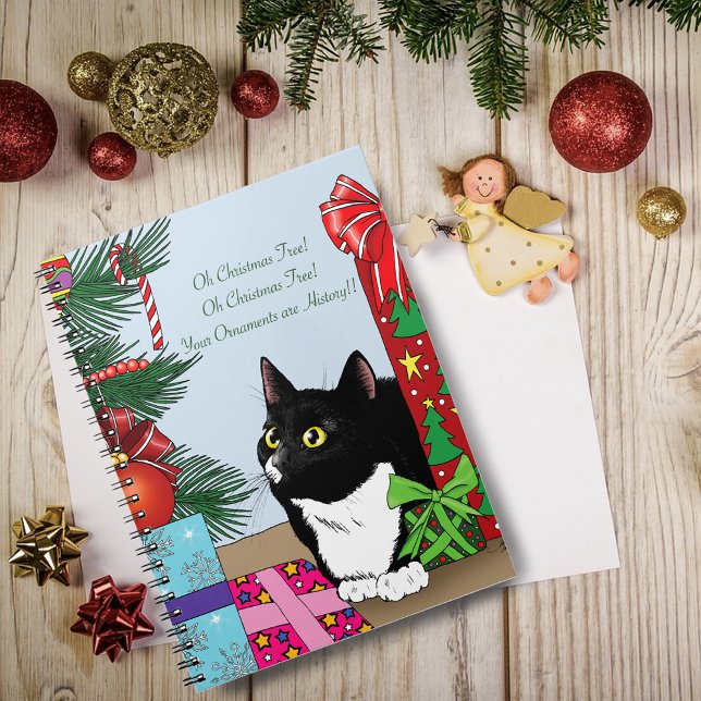 Christmas Tree Tuxedo Cat Spiral Notebook (Creator Uploaded)