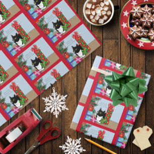 Christmas Tree Tuxedo Cat Wrapping Paper