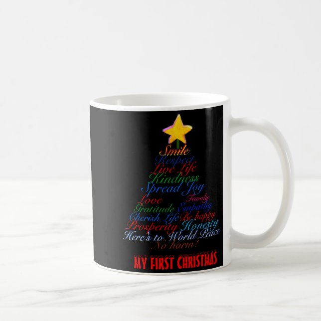 Christmas Tree Tygraphy Babys First Christmas Baby Coffee Mug (Right)