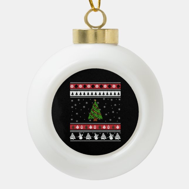 Christmas Tree Ugly Christmas Ceramic Ball Christmas Ornament (Front)