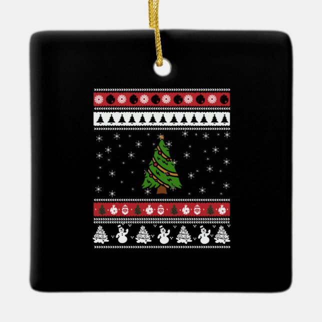 Christmas Tree Ugly Christmas Ceramic Ornament (Front)