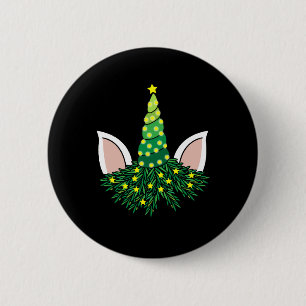 christmas tree unicorn 6 cm round badge