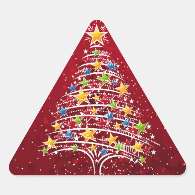 Christmas Tree Unique Triangle Shape Sticker (Front)