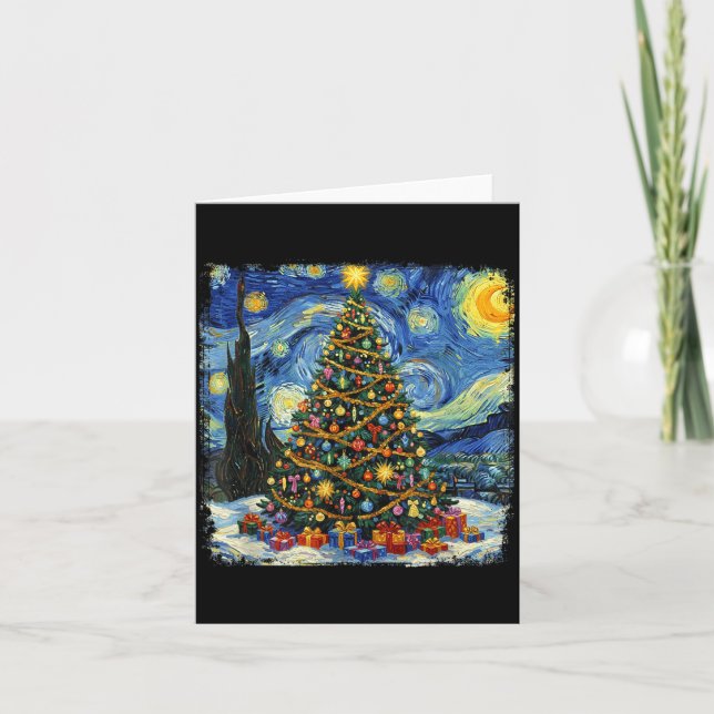Christmas Tree Van Gogh Starry Night Christmas 202 Card (Front)
