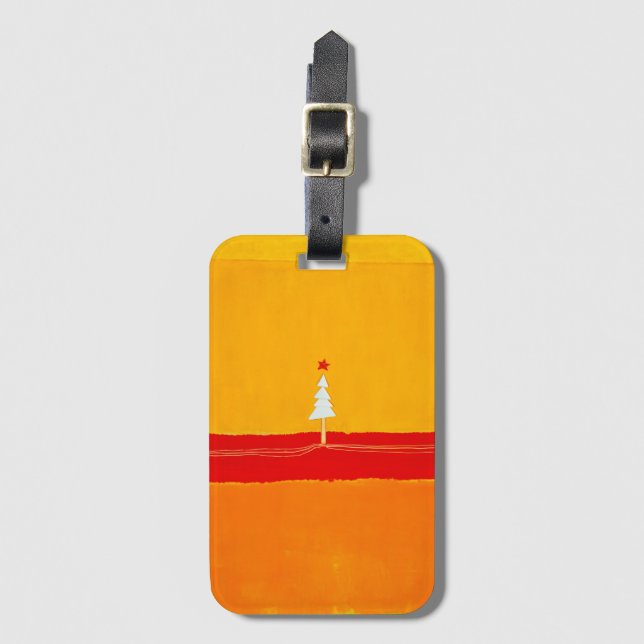 Christmas Tree, Vintage, Abstract Art Luggage Tag (Front Vertical)
