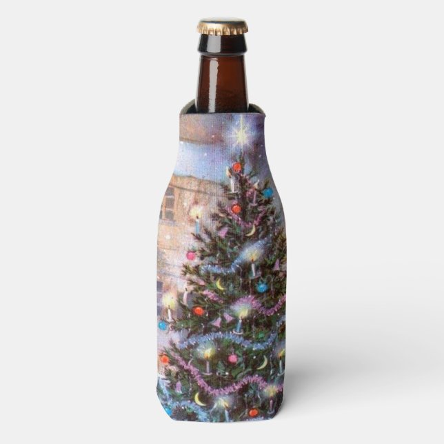 Christmas Tree Vintage Bottle Cooler (Bottle Front)