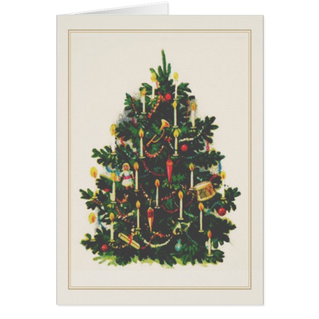 Christmas Tree Vintage Gold Border Holiday (Front)
