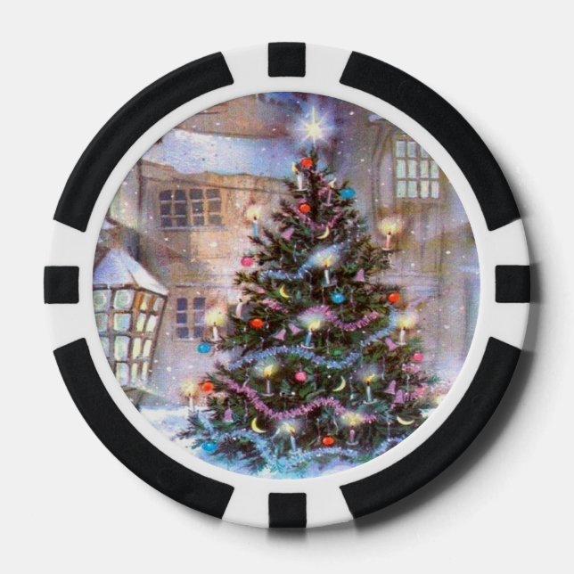 Christmas Tree Vintage Poker Chips (Front)