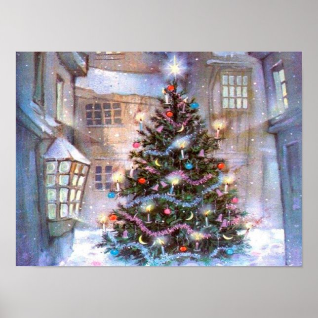 Christmas Tree Vintage Poster (Front)