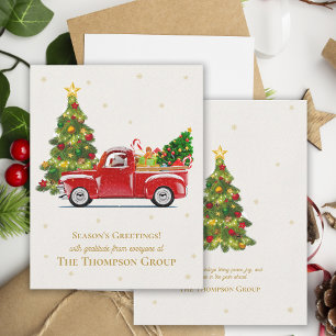 Christmas Tree Vintage Red Truck Business Holiday
