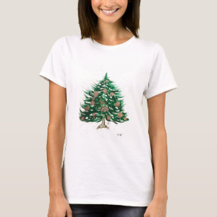 Christmas tree vintage watercolor green winter T-Shirt