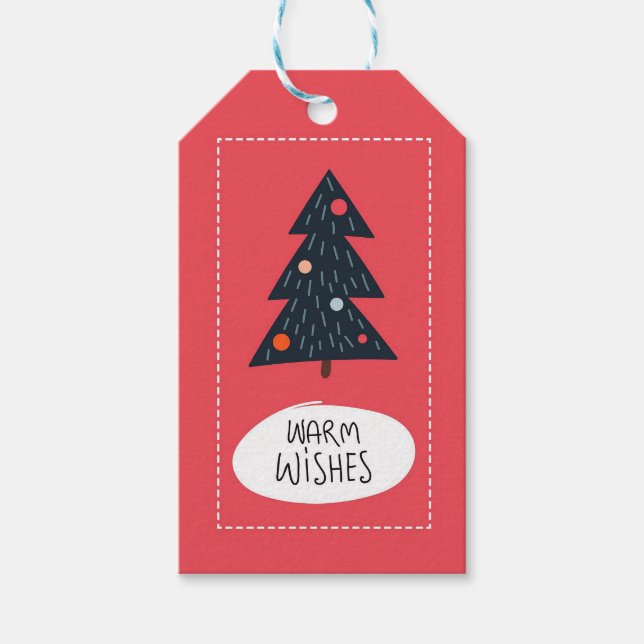 Christmas Tree Warm Wishes Gift Tags (Front)