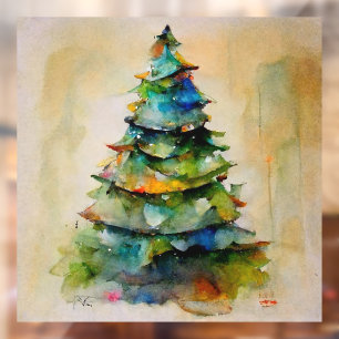 Christmas Tree Watercolor Artistic Pine Holiday