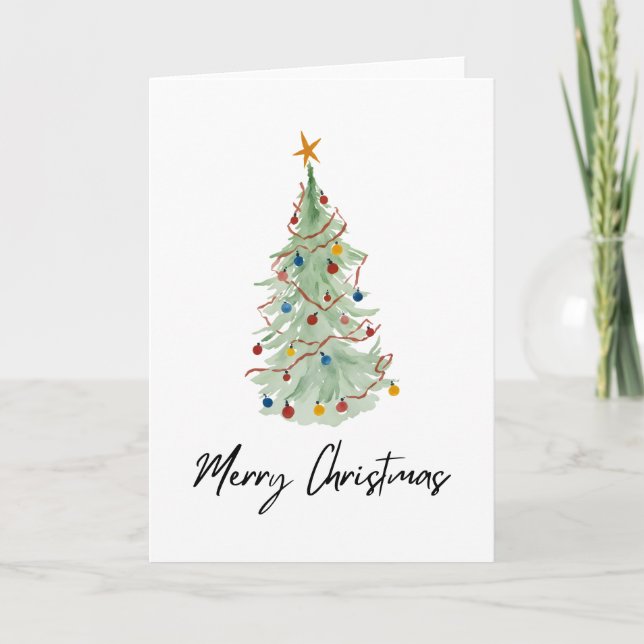 Christmas Tree Watercolor Card (Front)