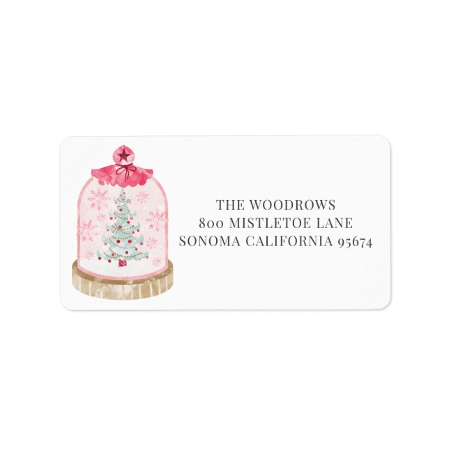 Christmas Tree Watercolor Snow Globe  Label (Front)