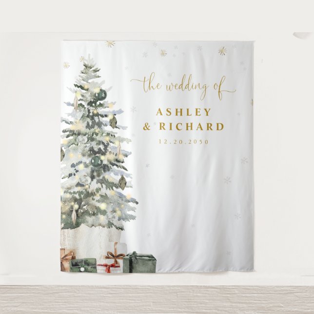Christmas Tree Wedding Backdrops Tapestry (Front)
