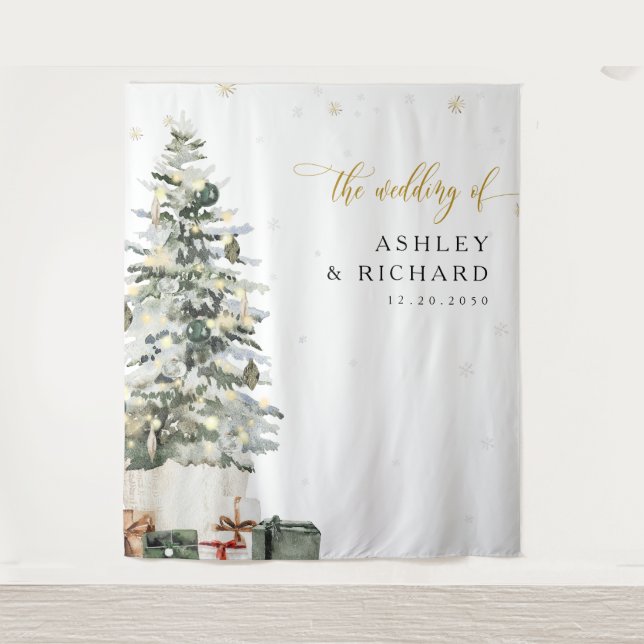 Christmas Tree Wedding Backdrops Tapestry (Front)