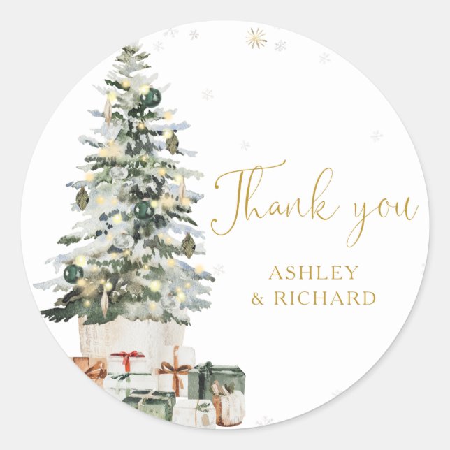 Christmas Tree Wedding Classic Round Sticker (Front)