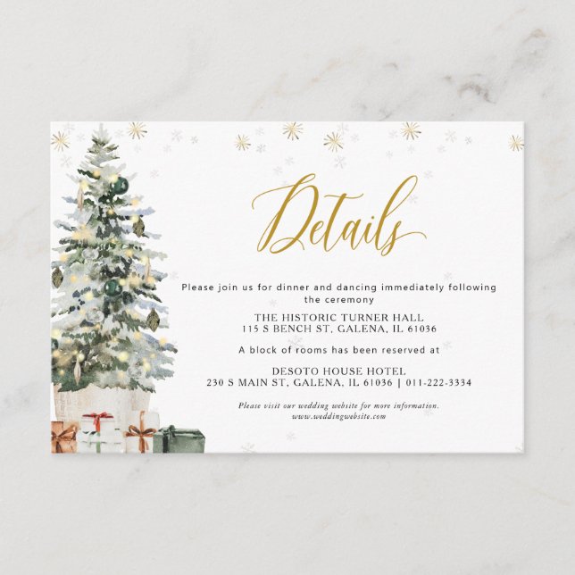 Christmas Tree Wedding Details Enclosure Card (Front)