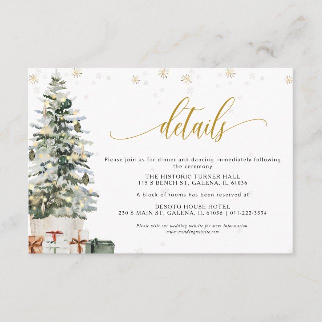 Christmas Tree Wedding Details Enclosure Card (Front)