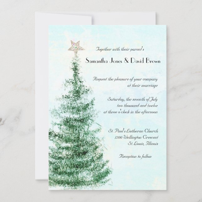 Christmas Tree Wedding Invitation (Front)