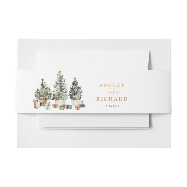 Christmas Tree Wedding Invitation Belly Band (Front Example)
