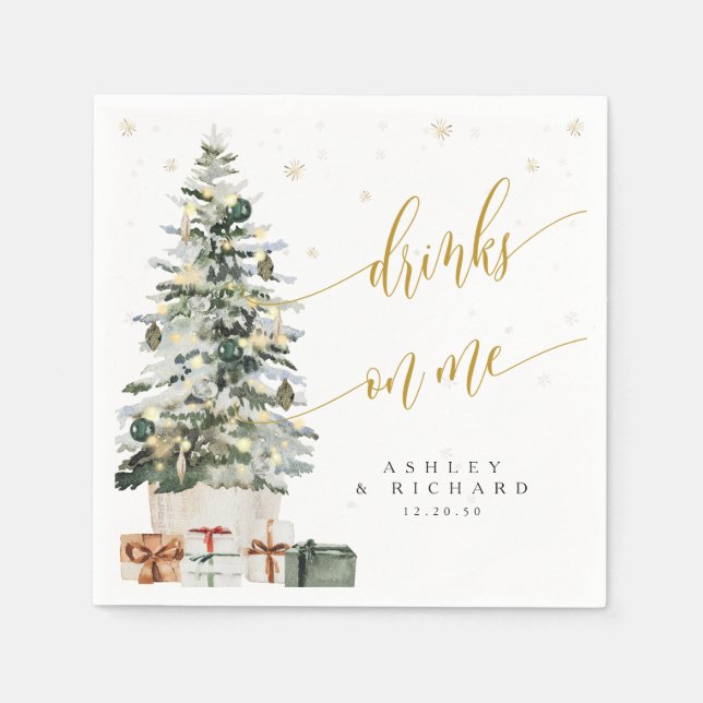 Christmas Tree Wedding Napkins (Front)