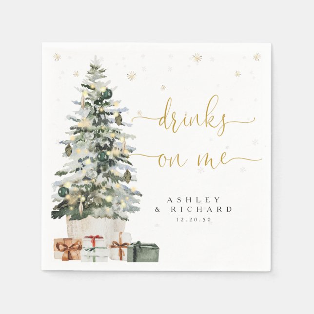 Christmas Tree Wedding Napkins (Front)