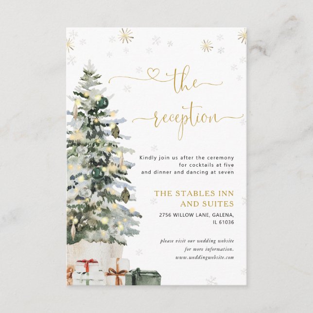 Christmas Tree Wedding Reception Enclosure Card (Front)
